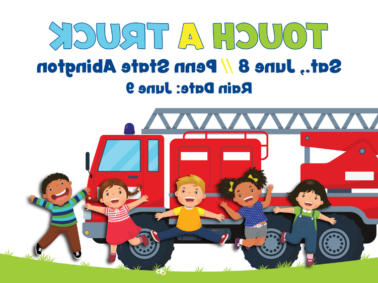 Graphic of a fire truck with children